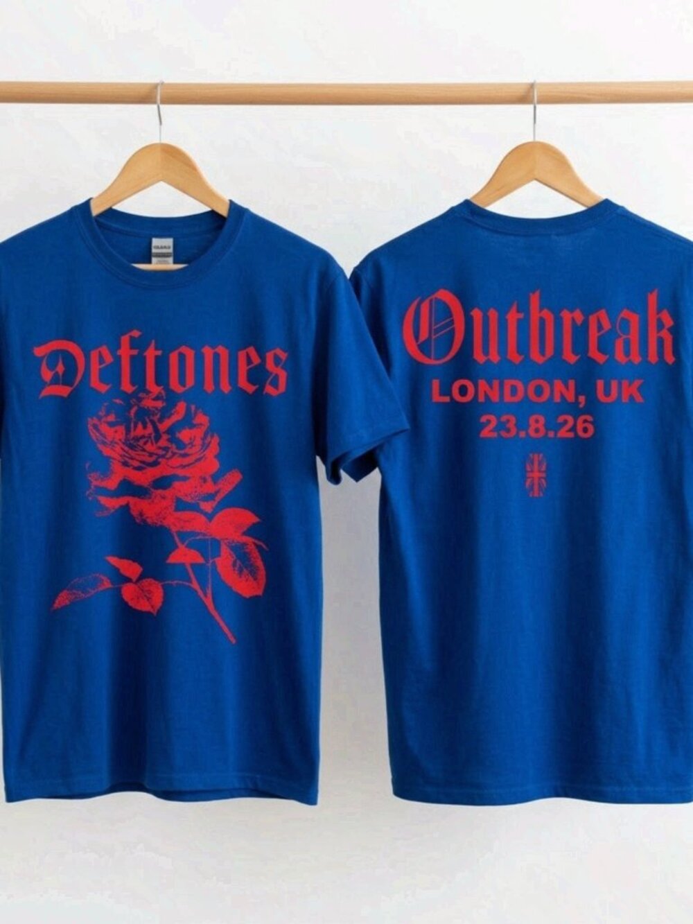 Deftones Outbreak London UK 2026 Blue T-Shirt Reprint